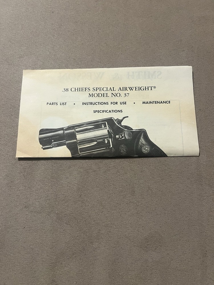 Factory Original Smith & Wesson Model 37 Manual S&W