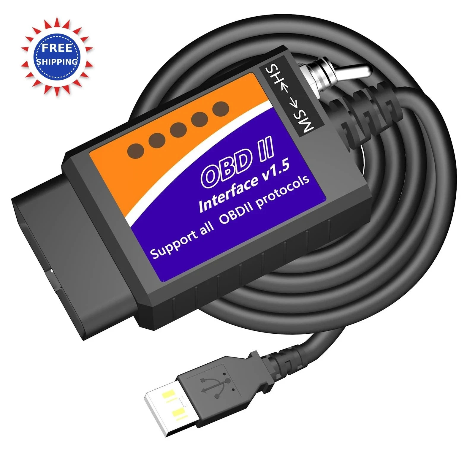 OBD2 to USB Cable ELM327 OBD2 Code Reader Scanner ELM 327 USB Interface Car SUV