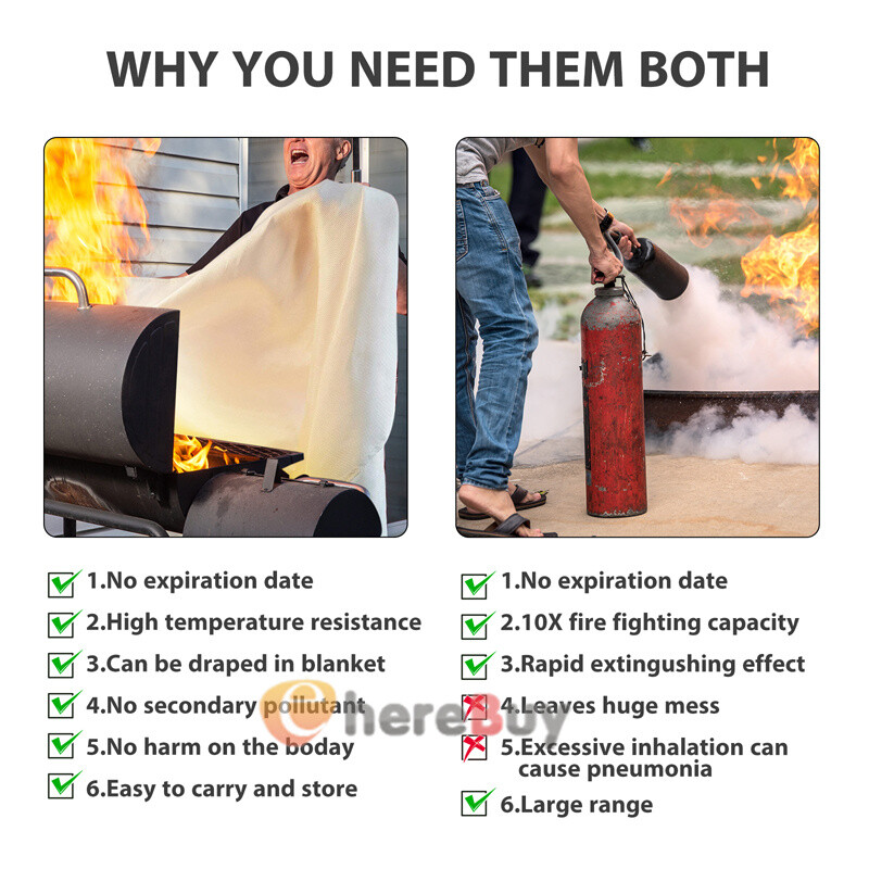 Large Fire Blanket Fireproof For Home Kitchen Office Caravan Emergency Essential