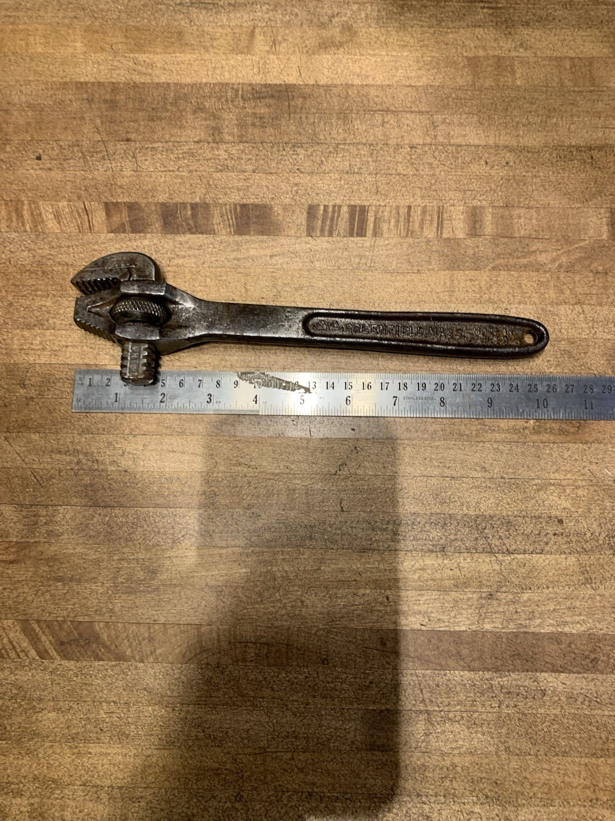 Vintage Greenfield Little Giant 10" Adjustable Off-Set Pipe Wrench 1913