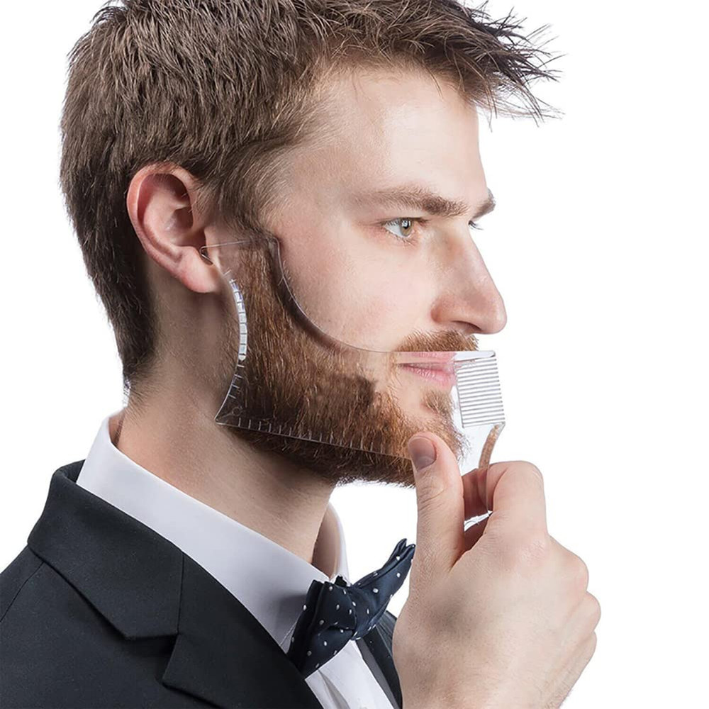 2 Pcs Beard Shaper & Curve Cut Edge Guide Template for Men - Clear Template for