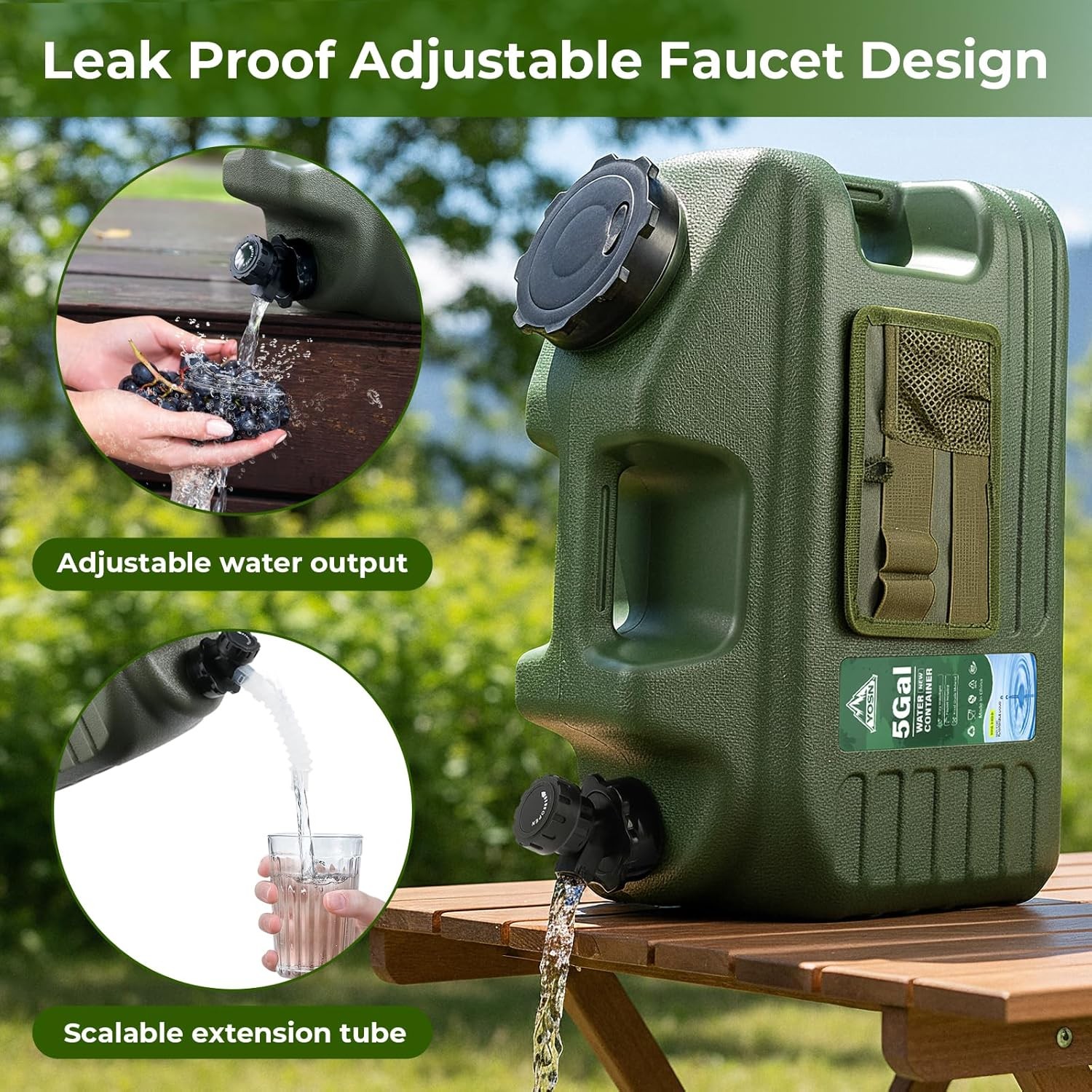 5 Gallon Water Jug, Camping Water Container, BPA Free Portable Water Dispenser w