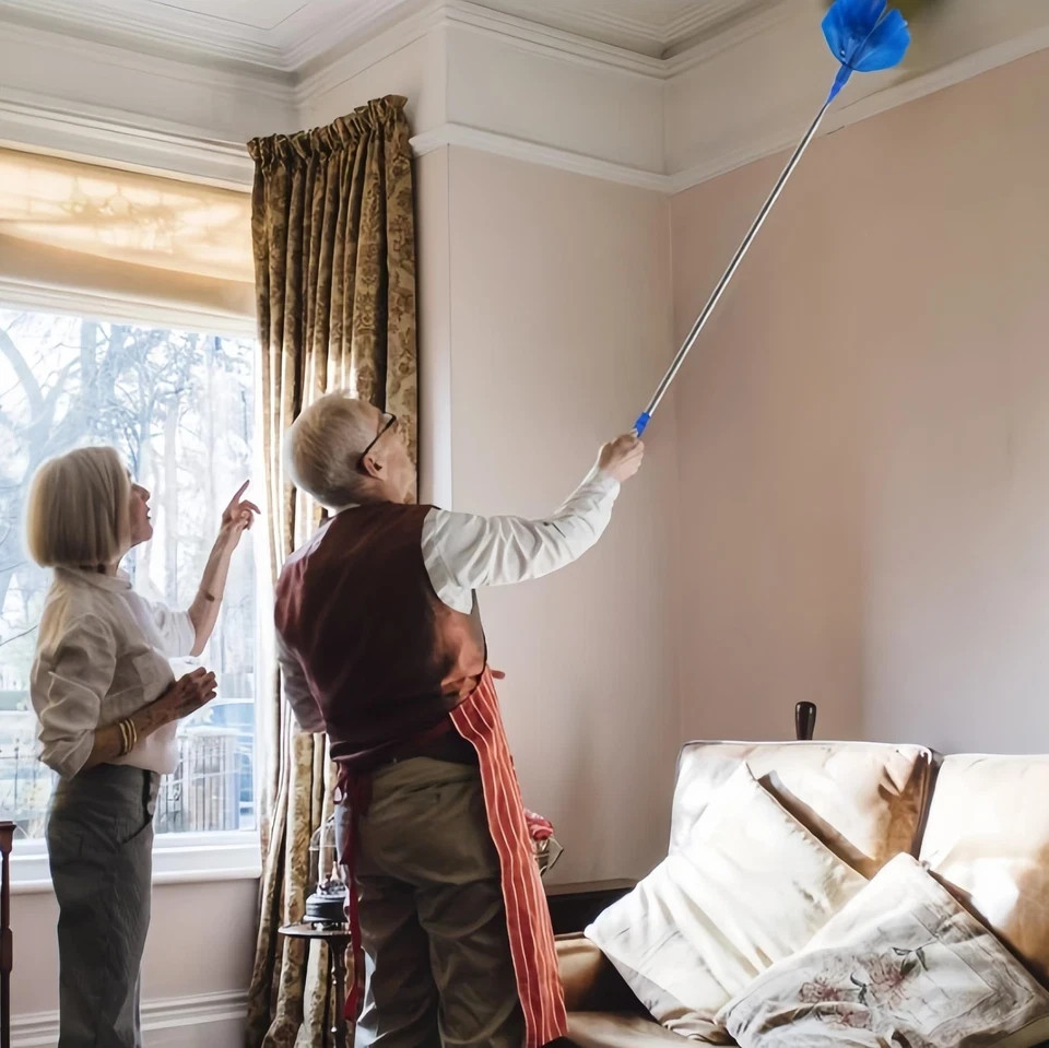 Cobweb Duster with Extension Pole,Spider Web Remover 2PCS Cob Web Duster 15