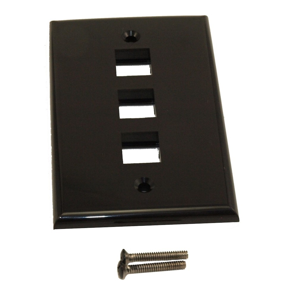 Wallplate: Keystone 3 Hole - Black