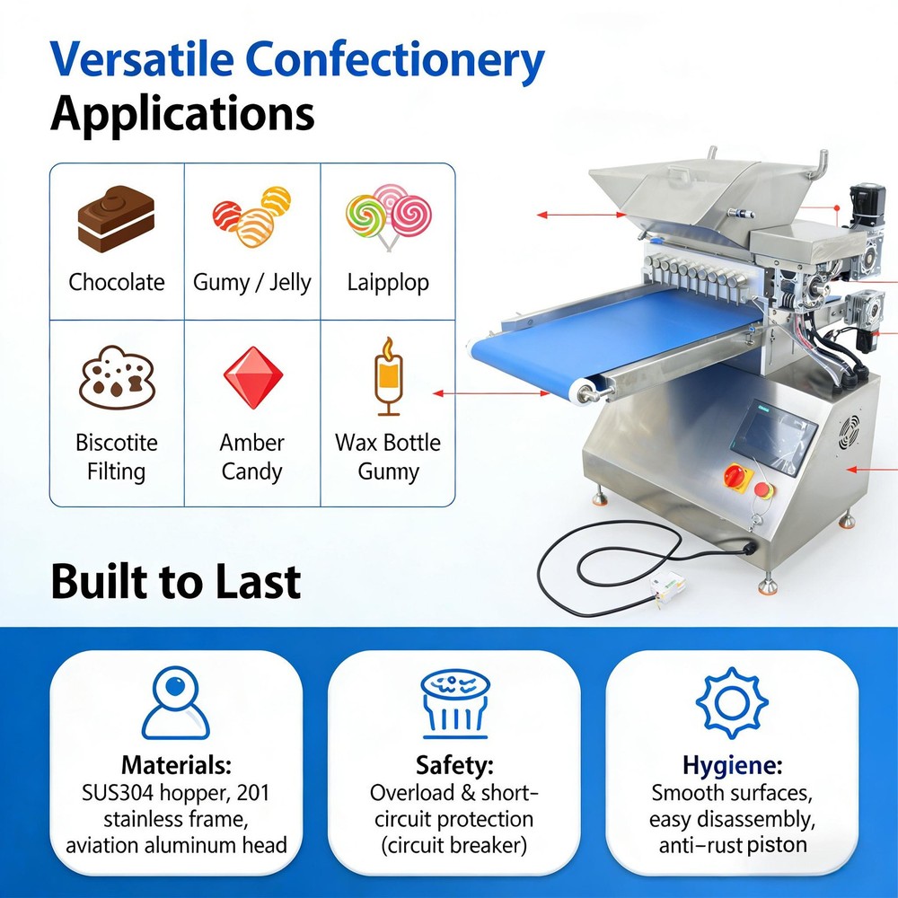20L Compact Small Candy Depositing Pouring Making Machine 0.1g Accuracy SUS304