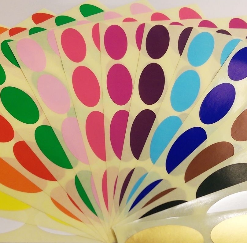 21 x 48mm - Oval - Colour Code Dots - Self Adhesive Stickers / Sticky Labels