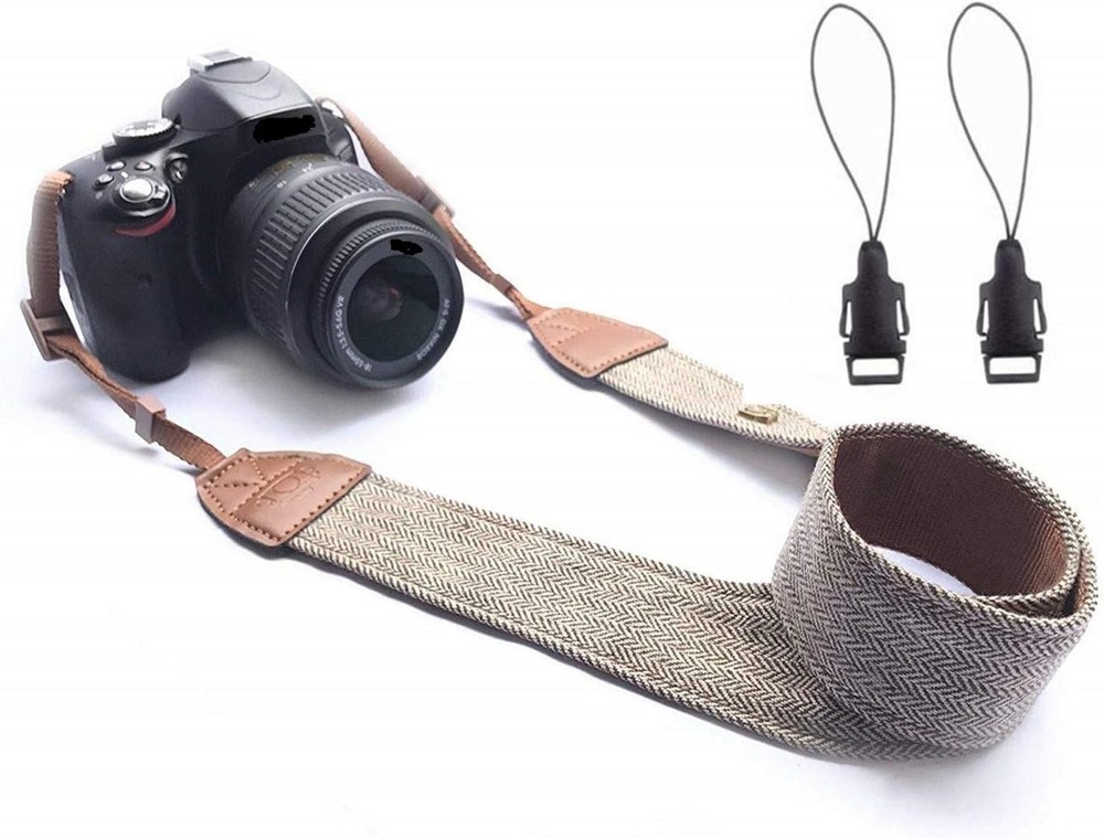 Camera Strap Brown Canvas Neck Shoulder Strap with Quick Release Buckles for ...
