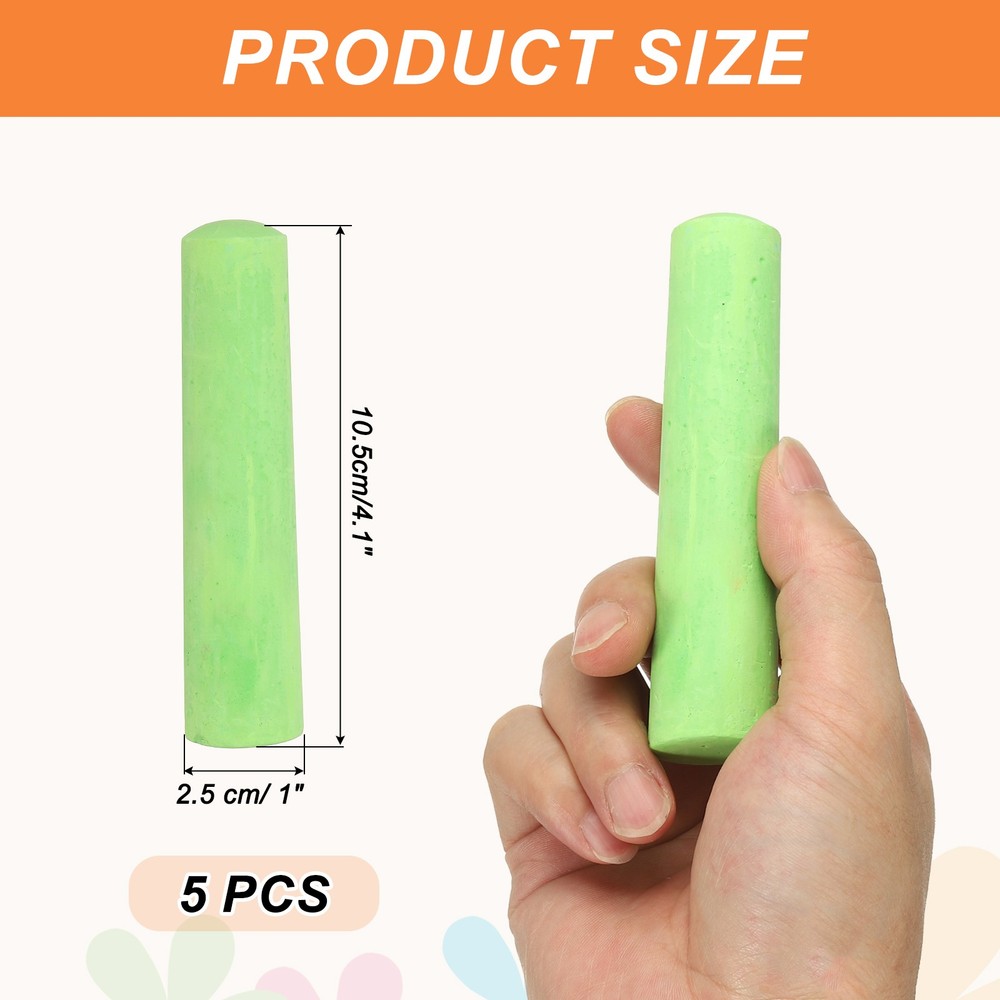 5 PCS Dustless Chalk, Green Sidewalk Chalk Large Solid Huge for Outdoor