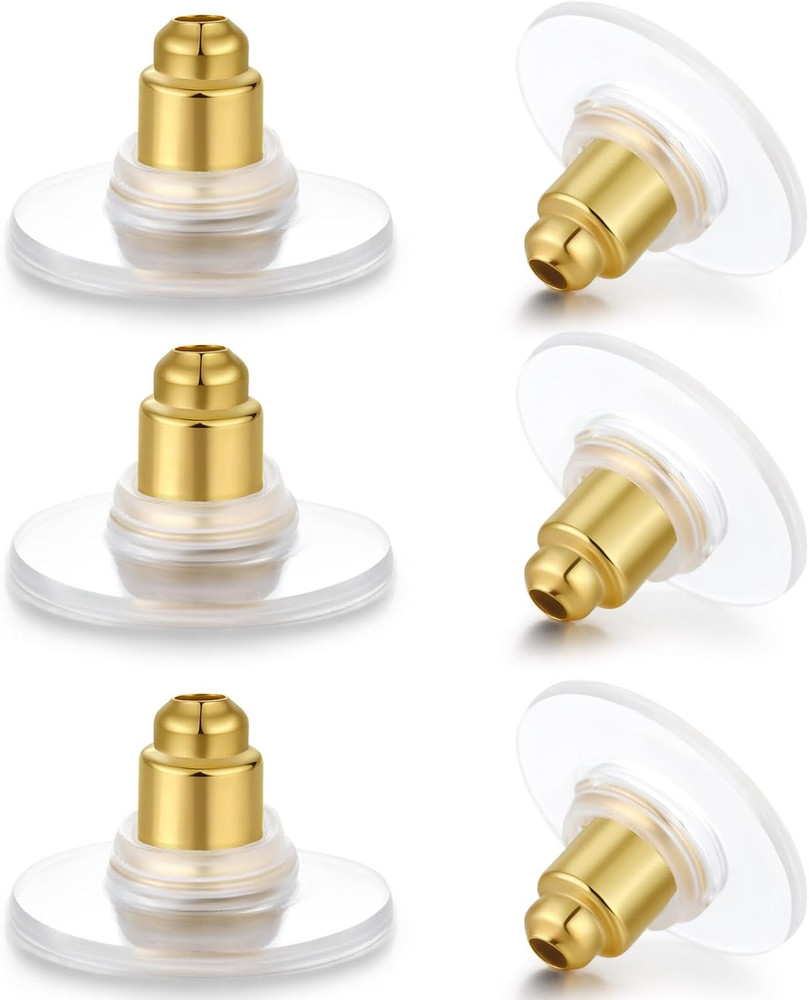 100pcs Gold Fishhook Earring Backs Bullet Clutch for Studs & Hoops - US