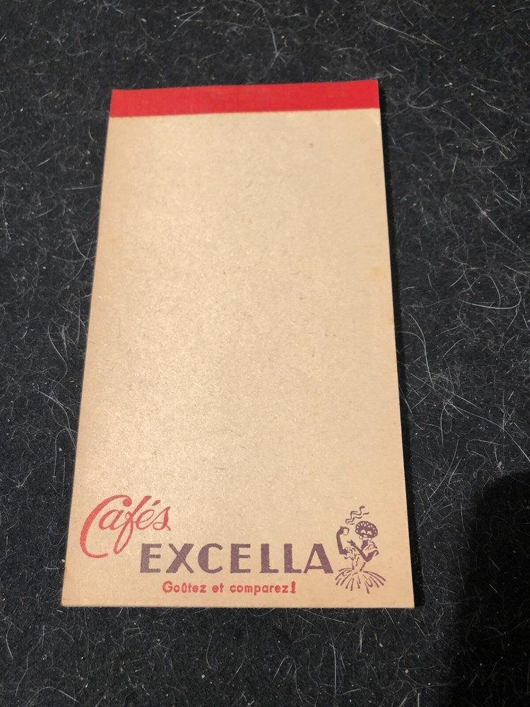 small advertising notebook, excella coffees, virgin, complete