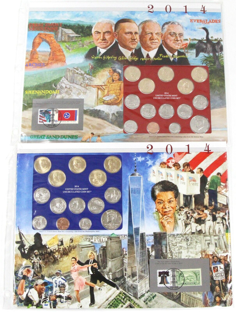 2014 Postal Commemorative Society U.S. Uncirculated Mint Set Panel PCS P/D RARE