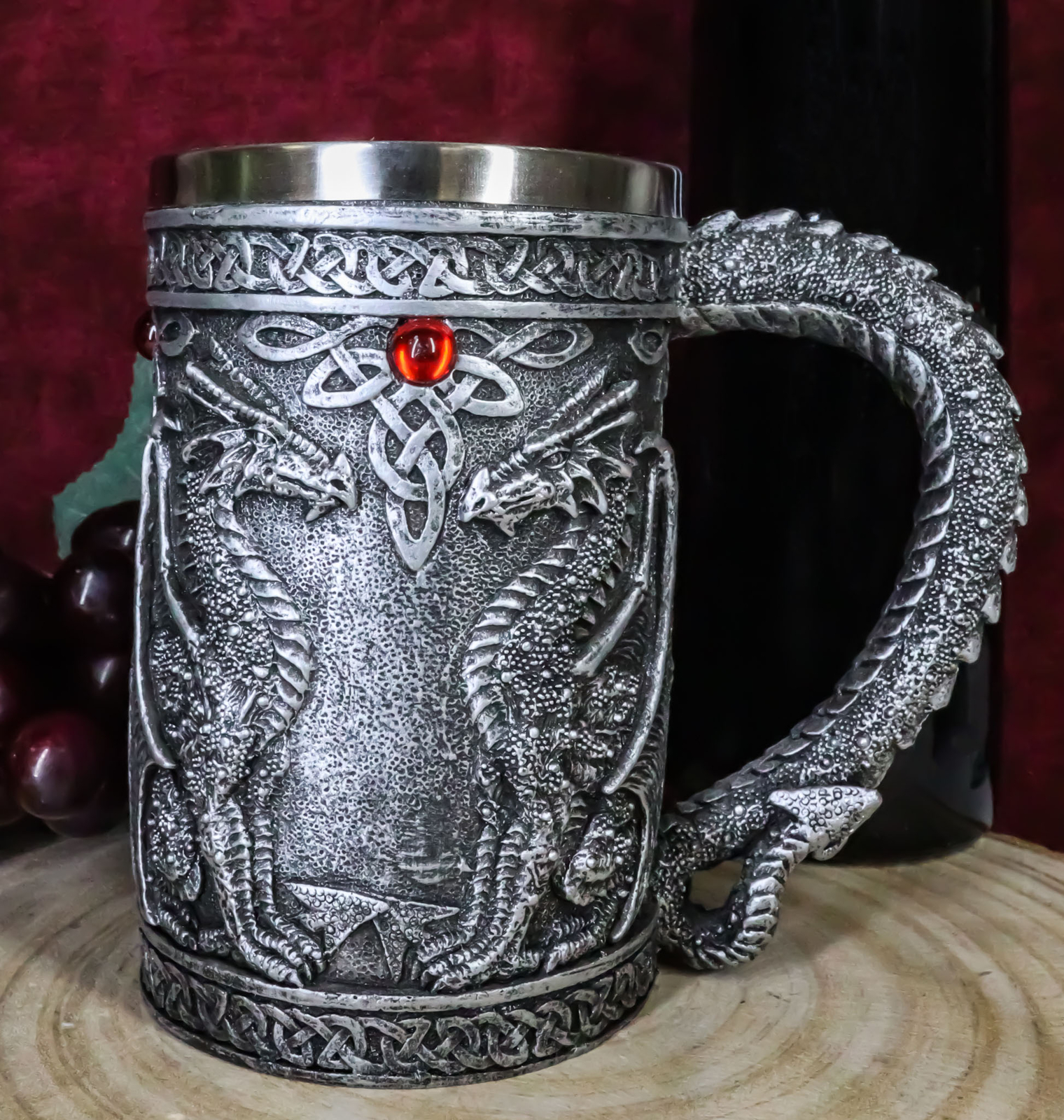 Ebros Gift Large Celtic Twin Dragon Coffee Mug Beer Stein Tankard Cup