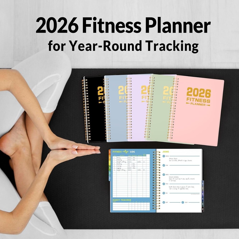 Compact Workout Journal 2026 A5 Size Pink for Logging Exercises and Progress
