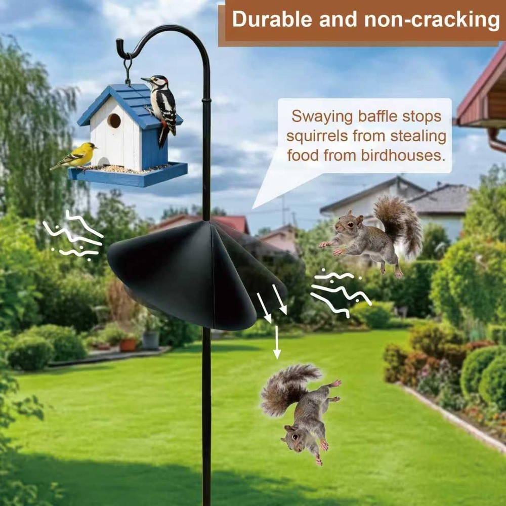 1 Pack 19 inch Squirrel Proof Baffle for Bird Feeder Pole,Shepherd's Black