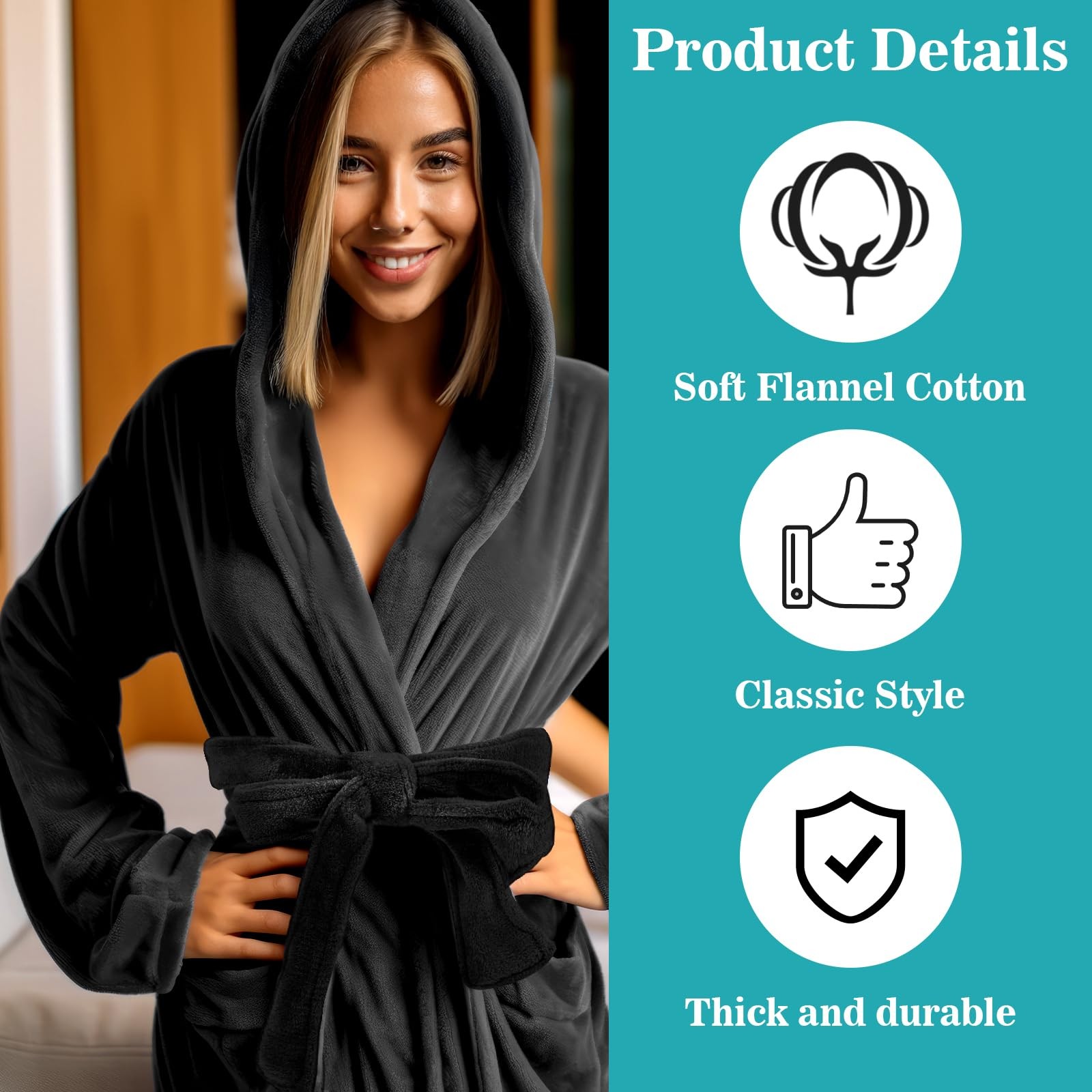Soft Flannel Bathrobe Replacement Belt Unisex Adjustable Robe Tie Black 67"
