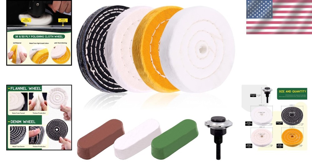 Durable 4-Inch Buffing Wheel Kit for Efficient Polishing on Bench Grinders