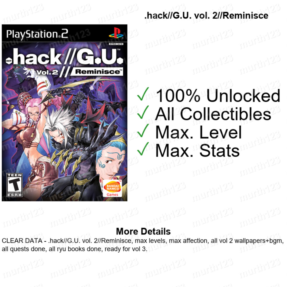 Dot hack .hack . hack 8 SAVE Pack PS2 Memory Card Unlocked 100% Completed Saves