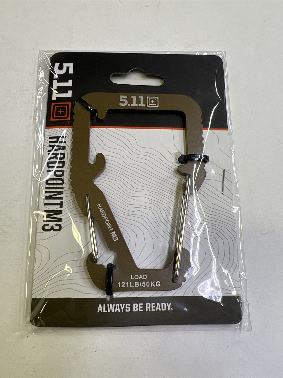 5.11 Hardpoint M3 Coyote Molle Clip Carabiner PALS, HEXGRID 121LBS