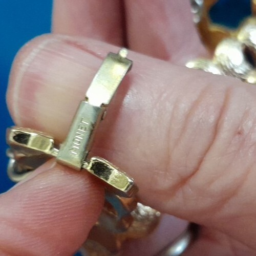 Monet Chunky Goldtone Signed Bracelet With Extender Signed Nice Condition
