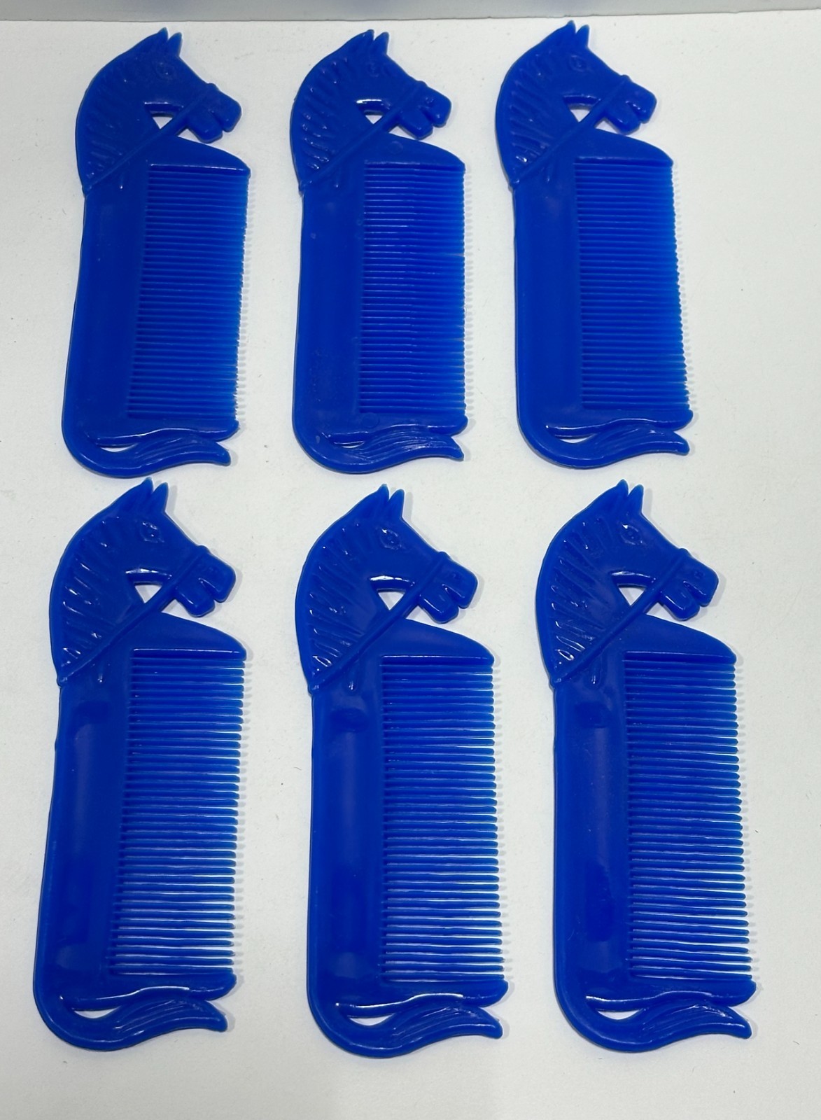 6 Horse and pony mane plastic blue Comb Set Mane And Tail Equine horse head grip