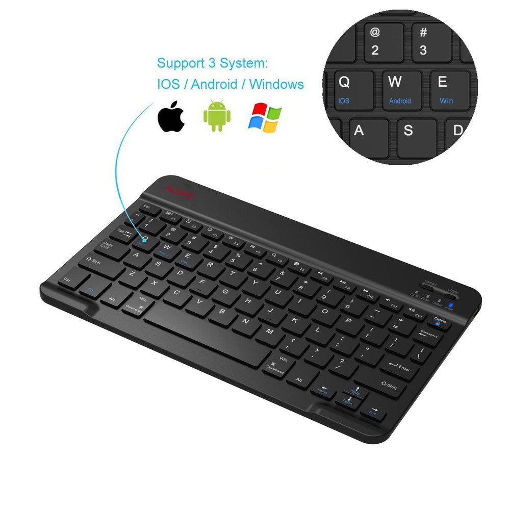 ALLIFE Universal Ultra Light Slim Portable Wireless Bluetooth 3.0 Black