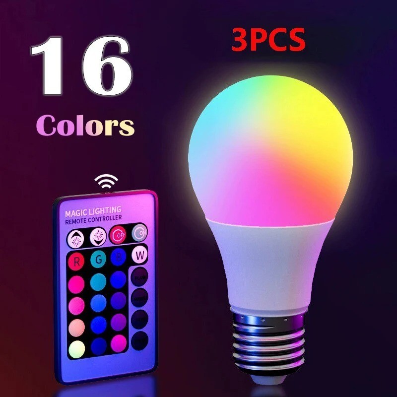 Multicolor LED Bulb E27 - 16 RGB Colors, Dimmable, Remote-Control Smart Light