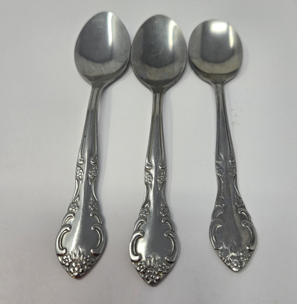 Gibson CLASSIQUE Flatware Teaspoons Oval Dinner & Sugar Spoon -Scroll Floral