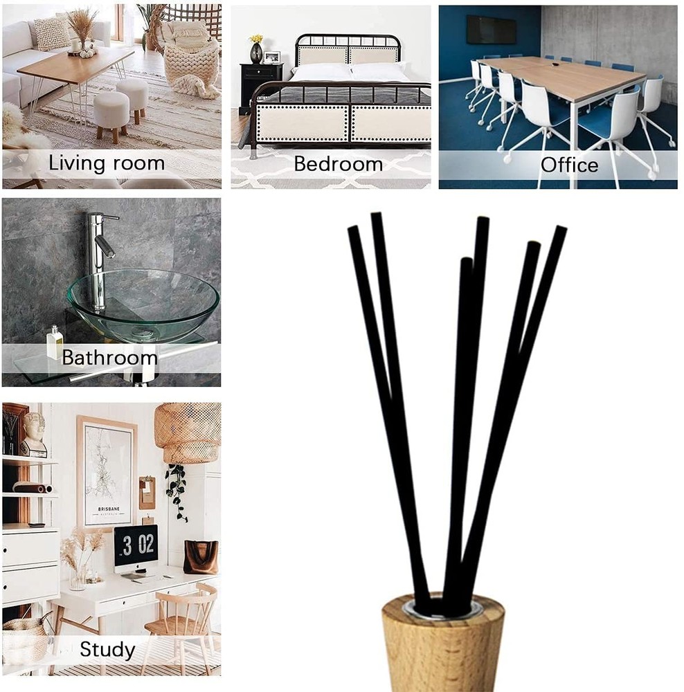 100PCS Reed Diffuser,7 Inch Aromatherapy Diffuser Black Fiber Sticks-Black Re...