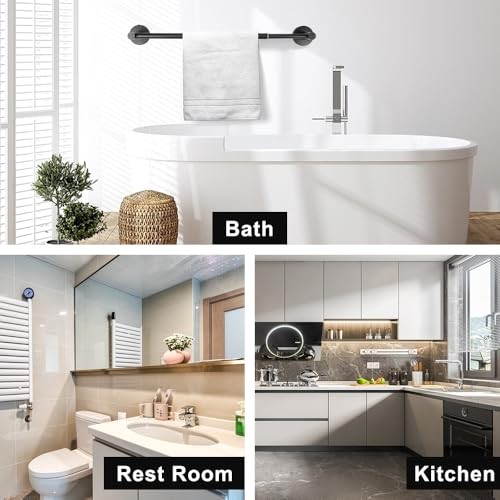 Towel Racks for Bathroom-Adjustable Towel Black 1Pack-Towel Bar