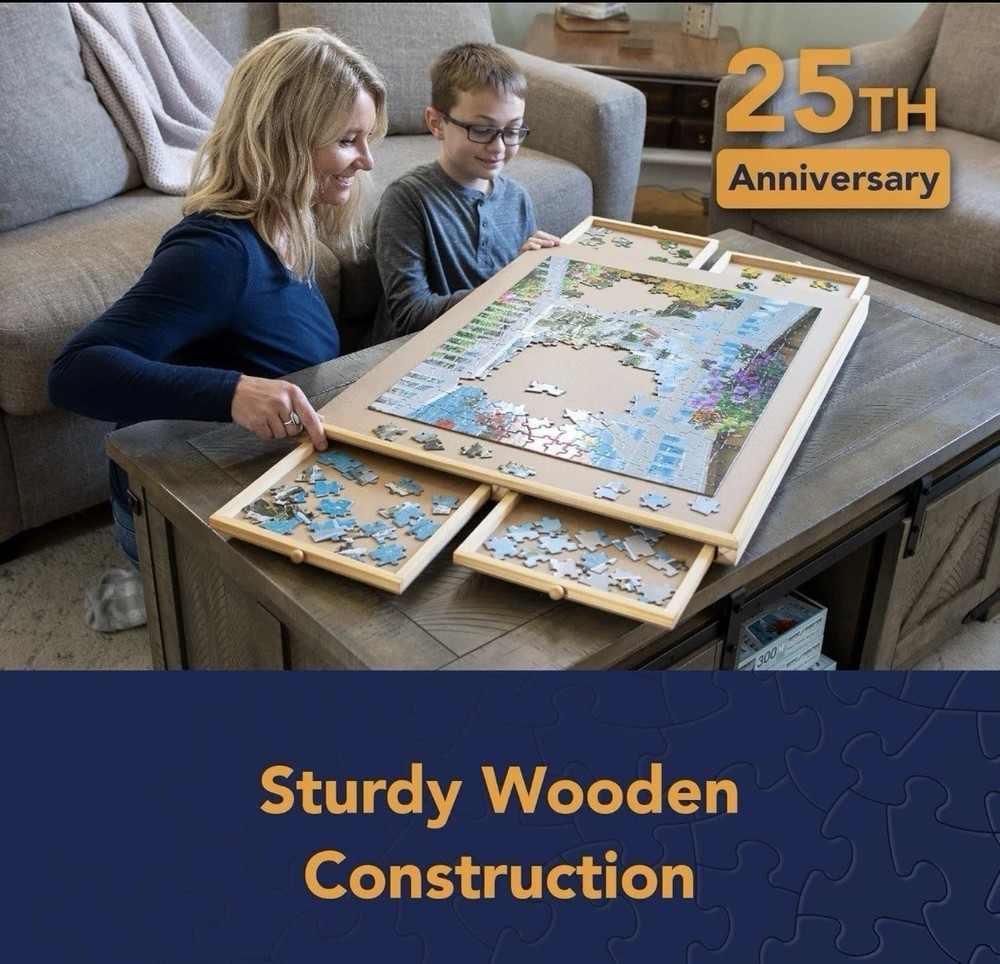 Wooden Puzzle Organizer features a super smooth work surface.