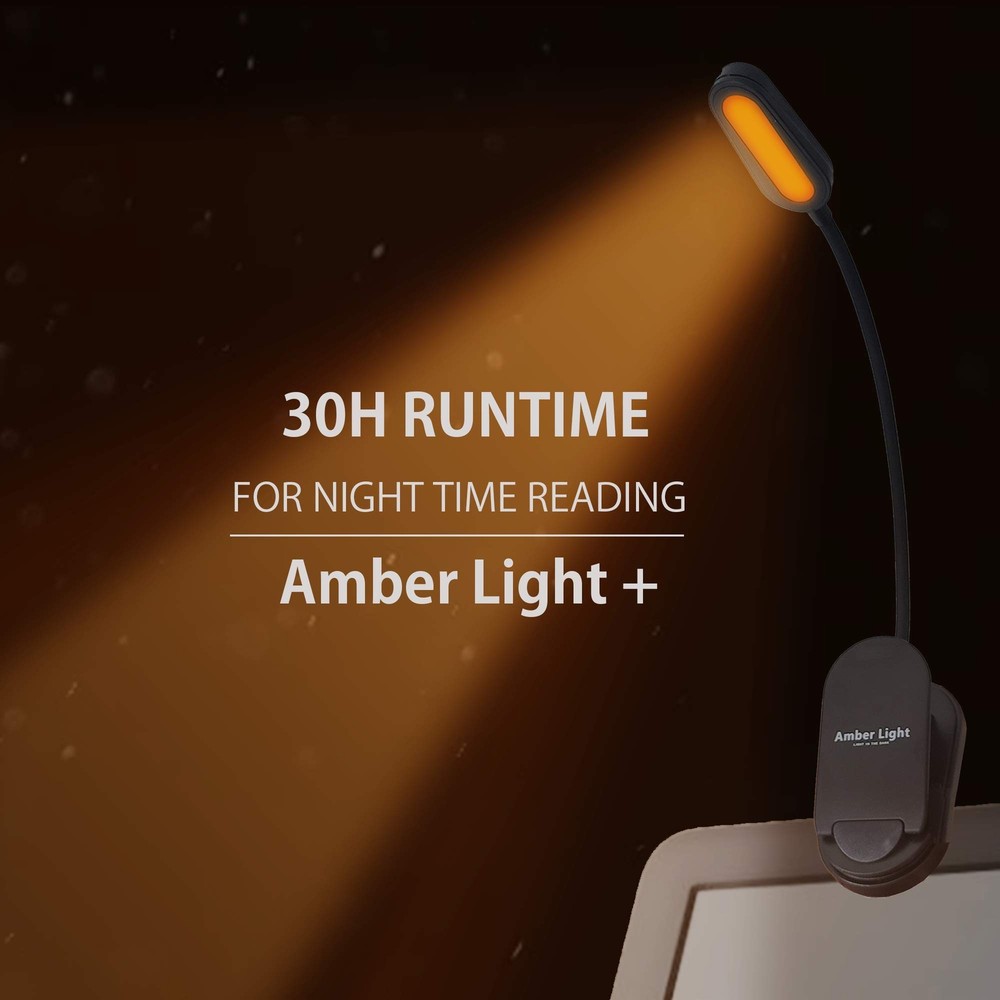 Giftable Amber Book Light - Blue Light Blocking - Night Reading Light by Ambe...