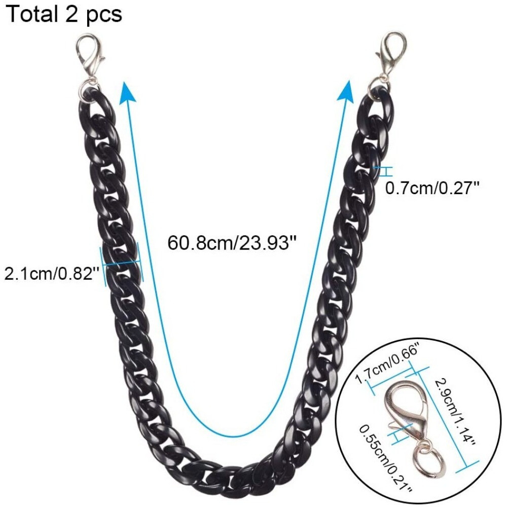 1box 2pcs Black Curb Chains Resin bag Strap Link Chain Replacement bag Chain