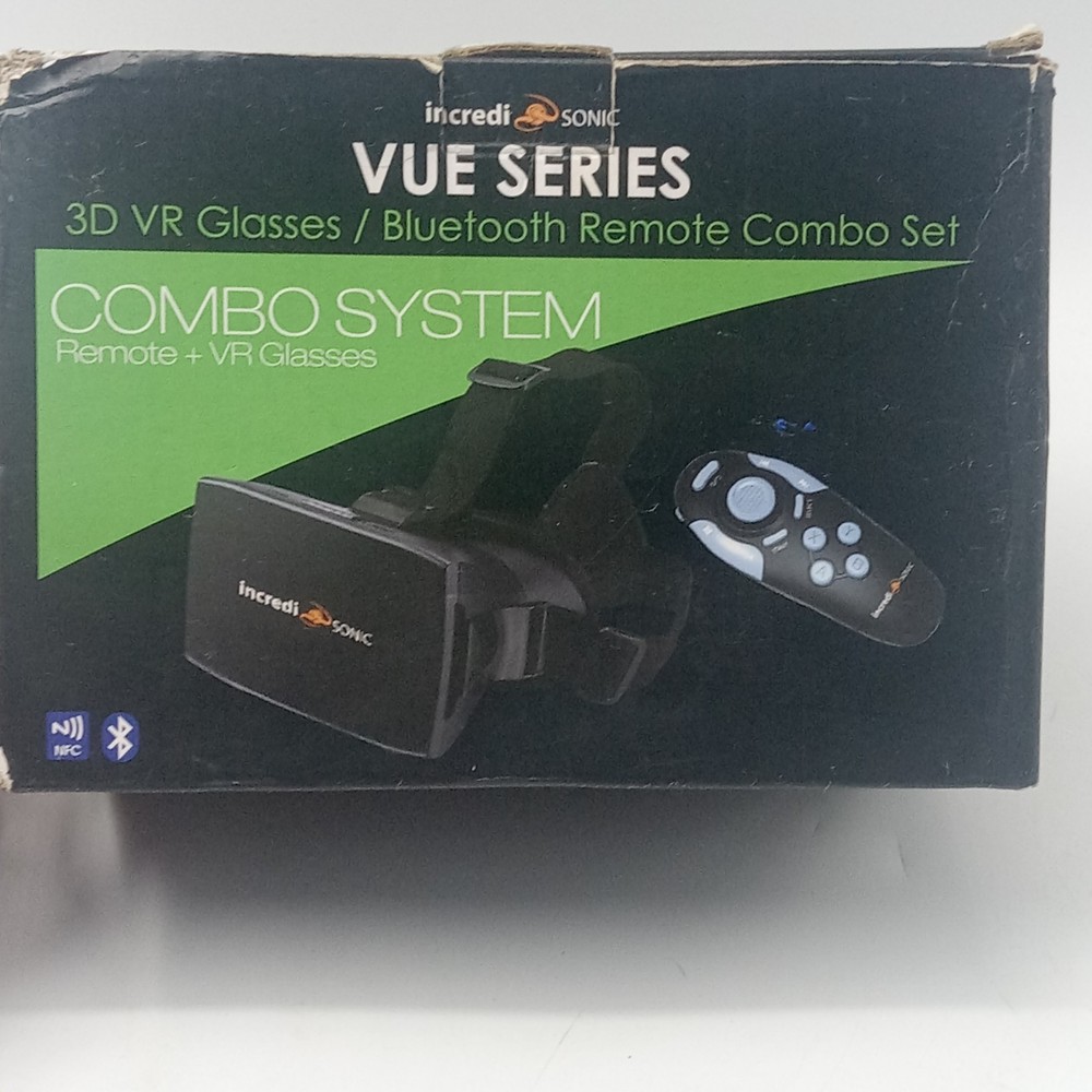 3D VR Glasses Bluetooth Remote Combo Set Vue Series Incredi Sonic Untested