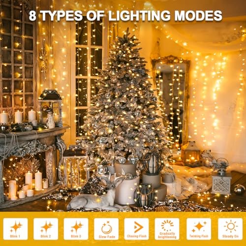 210 LEDs Warm White LED String Lights – 70FT Transparent Wire, 70FT, Warm White