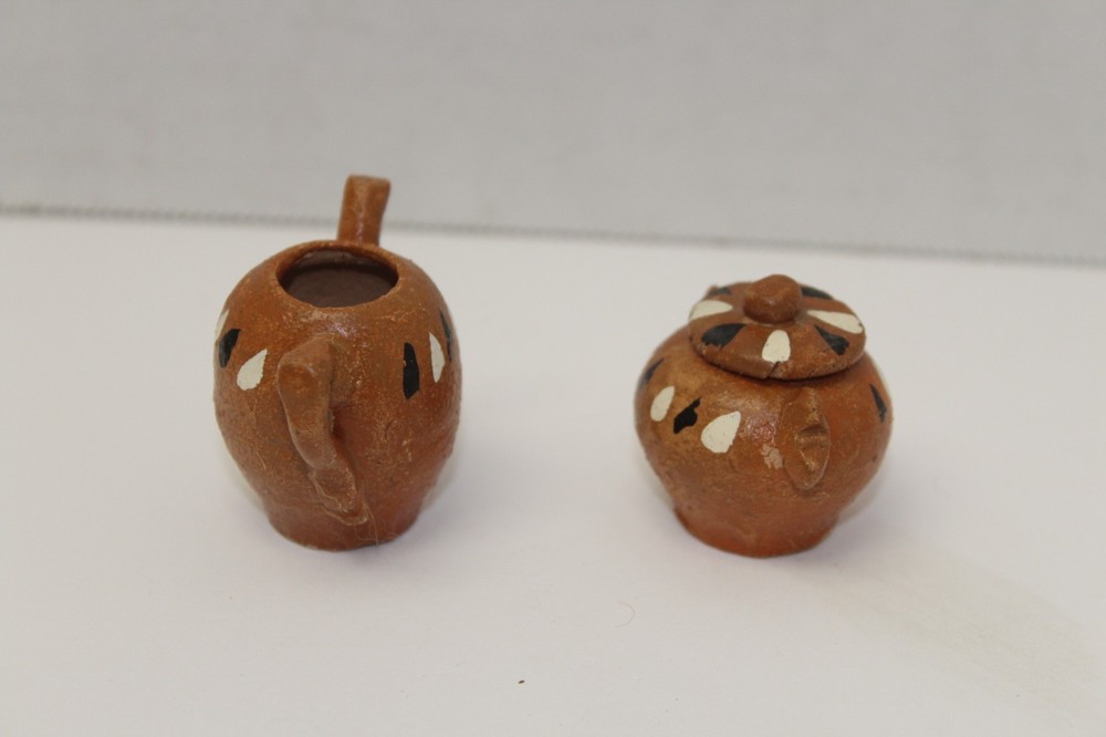 2 Piece Small Handpainted Clay Tea Set