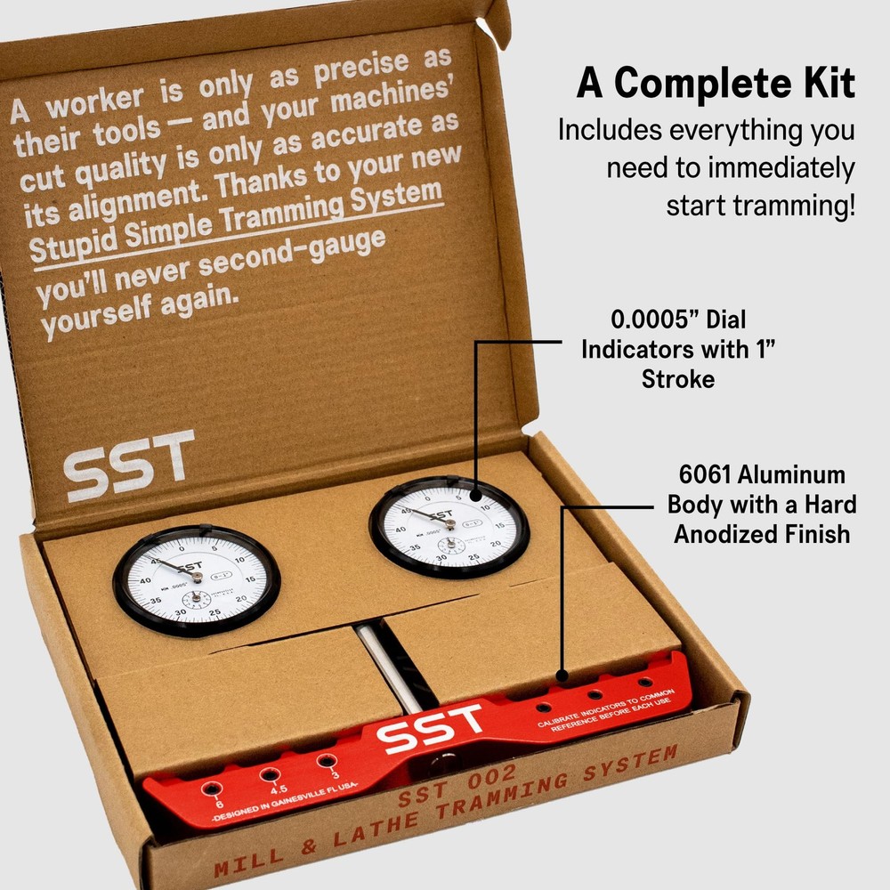 SST - Regular Mill & Lathe Tramming System - Tram, Align, & Square 1/2" Shank