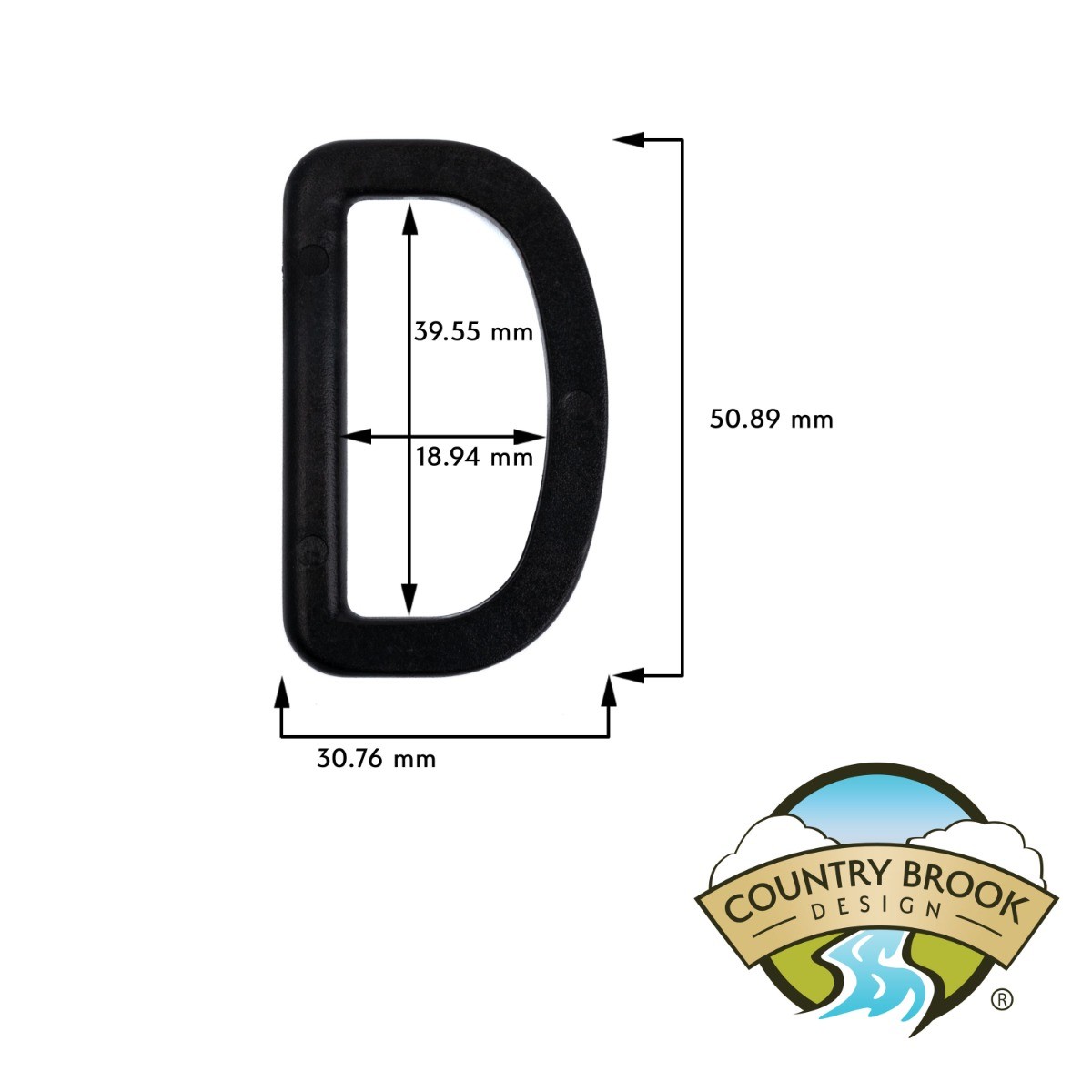 Country Brook Design® 1 1/2 Inch Black Plastic D-Rings, 10 Pack