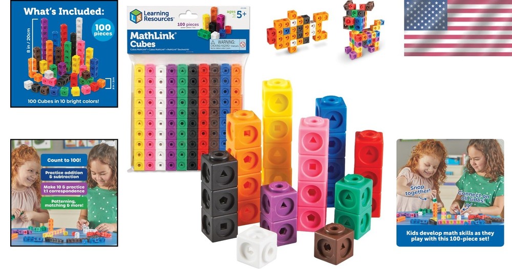 Versatile MathLink Cubes - 100 Colorful Learning Tools for Creative Play
