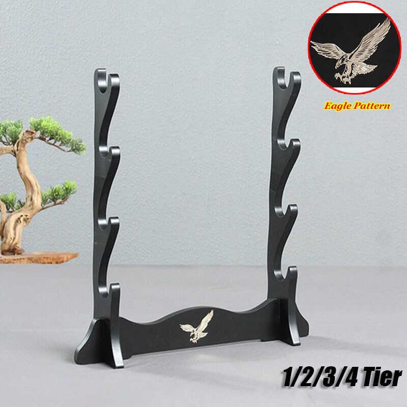 Japanese Samurai Sword Katana Holder Stand Assembly Rack Eagle Pattern 1~4 Tier
