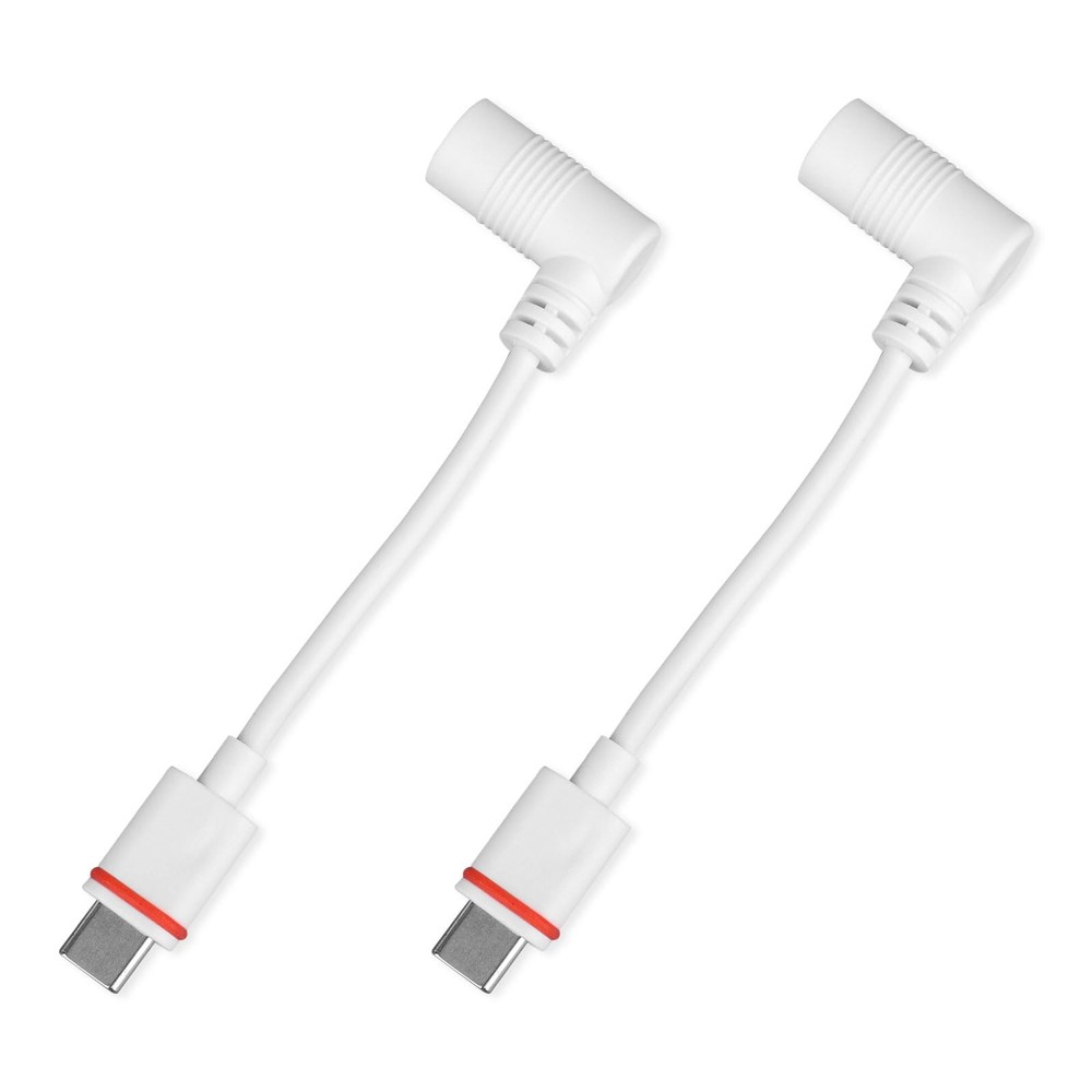 2pcs Barrel Plug to USB-C Power Adapter for Ring Solar Panel & white