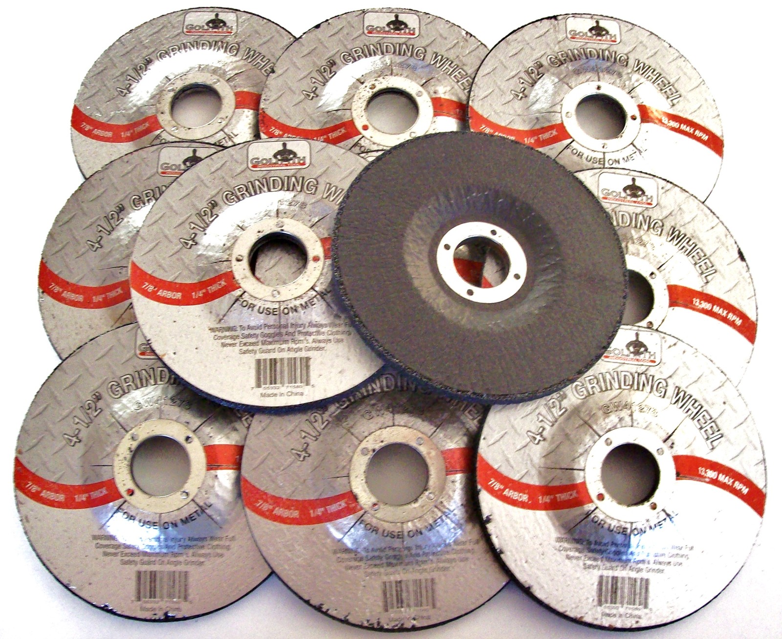 10 GOLIATH INDUSTRIAL 4-1/2" GRINDING WHEELS GW41278 HEAVY DUTY ANGLE GRINDER