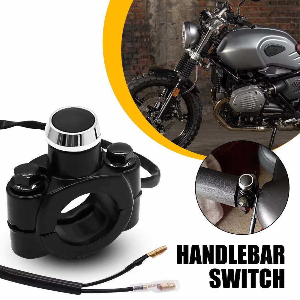 Universal 12V Motorcycle Switch Horn Handlebar Mount Push Button Momentary Start