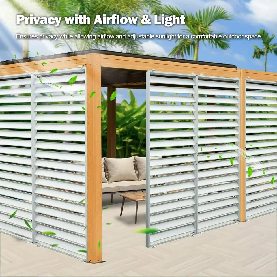 Domi Louvered Pergola Accessories Pergola Screens, Waterproof, Wind Block,White