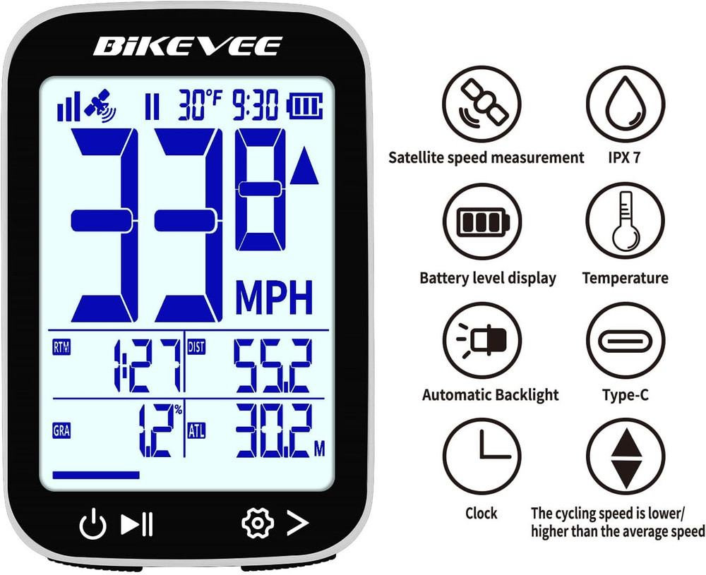 Bike Speedometer GPS Wireless Cycling Computer – Auto Start/Stop, Auto Backlight