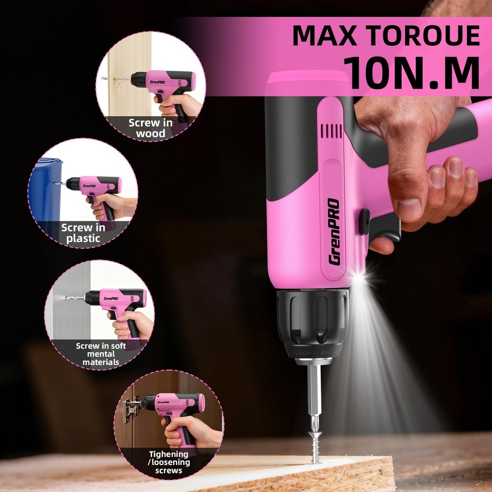 GRENPRO Pink Tool Set Drill Set, 188PCS Kit For Kit,
