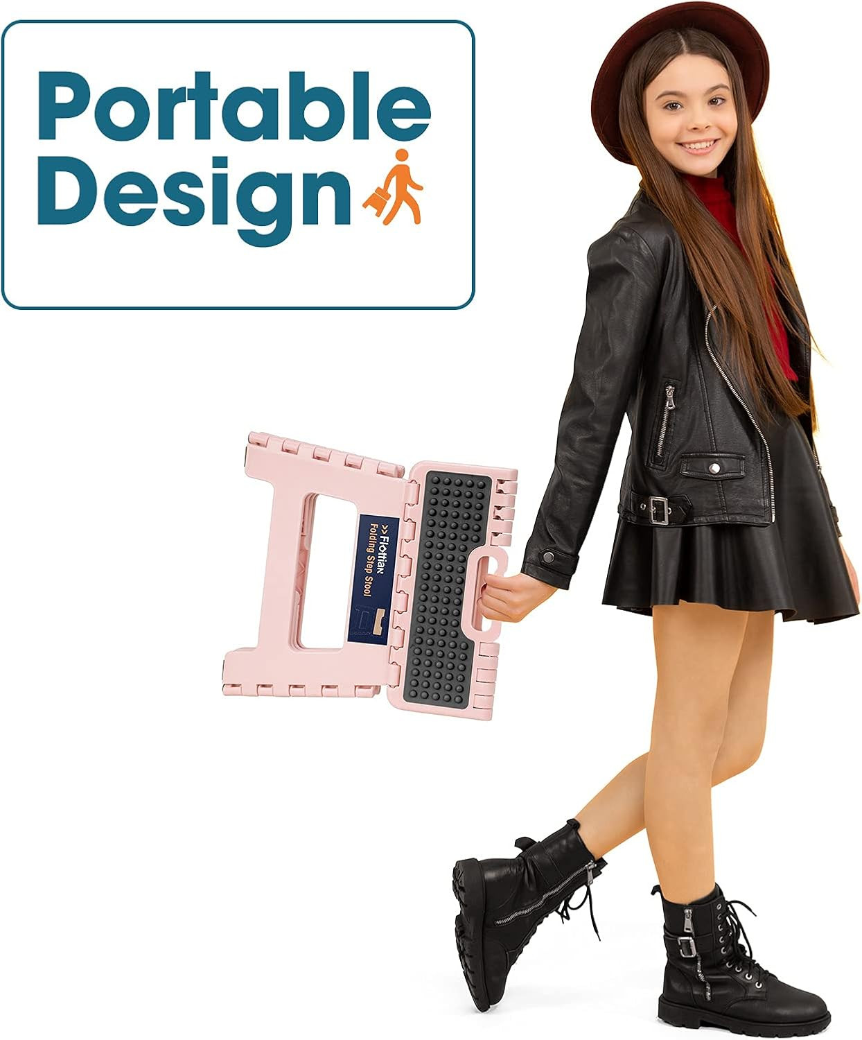 9" Folding Step Stool for Adults and Kids Holds Up to 300 lbs,Non-Slip Folding S