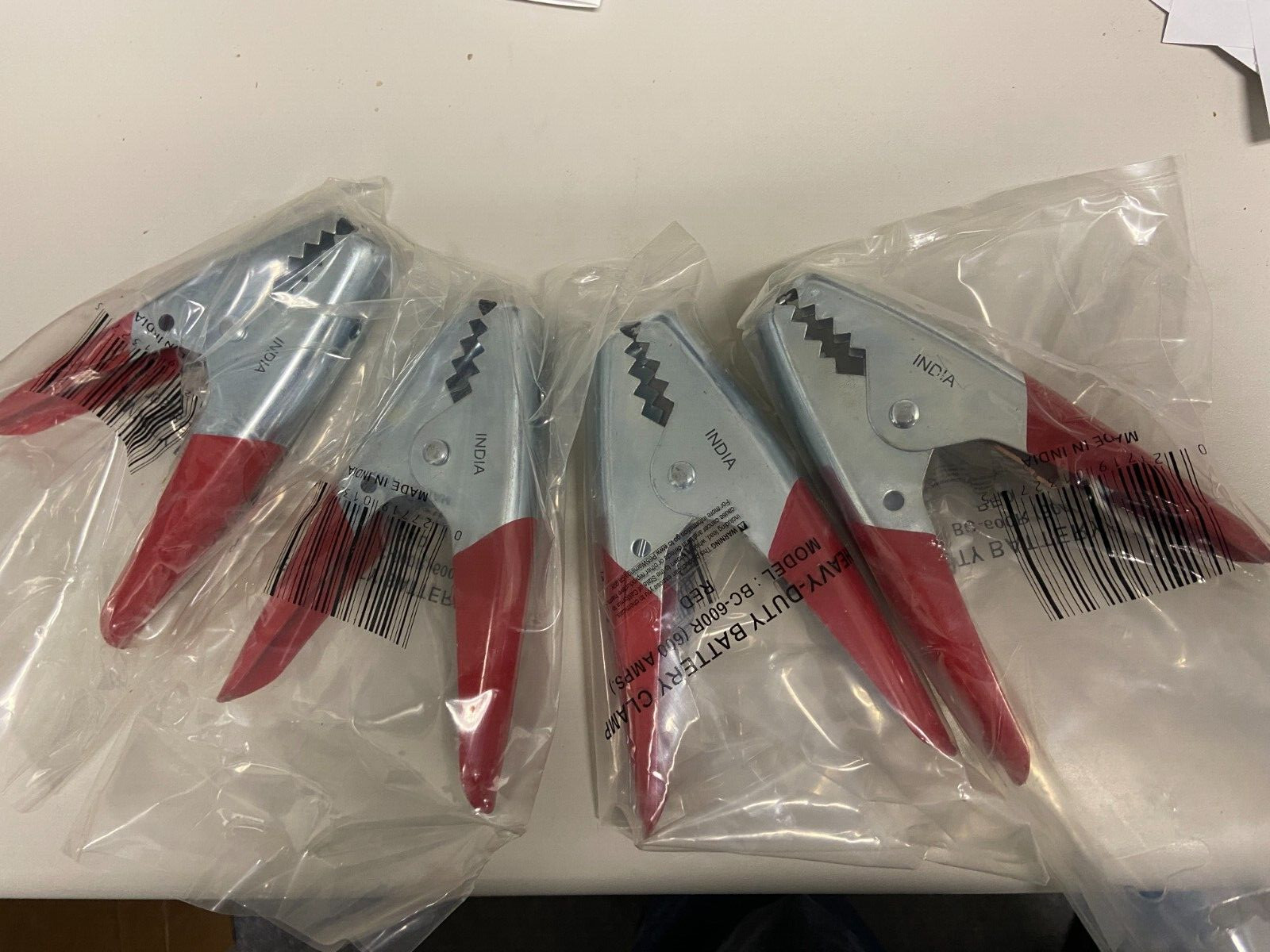 LOT OF 2 RED Battery Booster Cable Parrot Clamps HEAVY DUTY 600 AMP Jumper