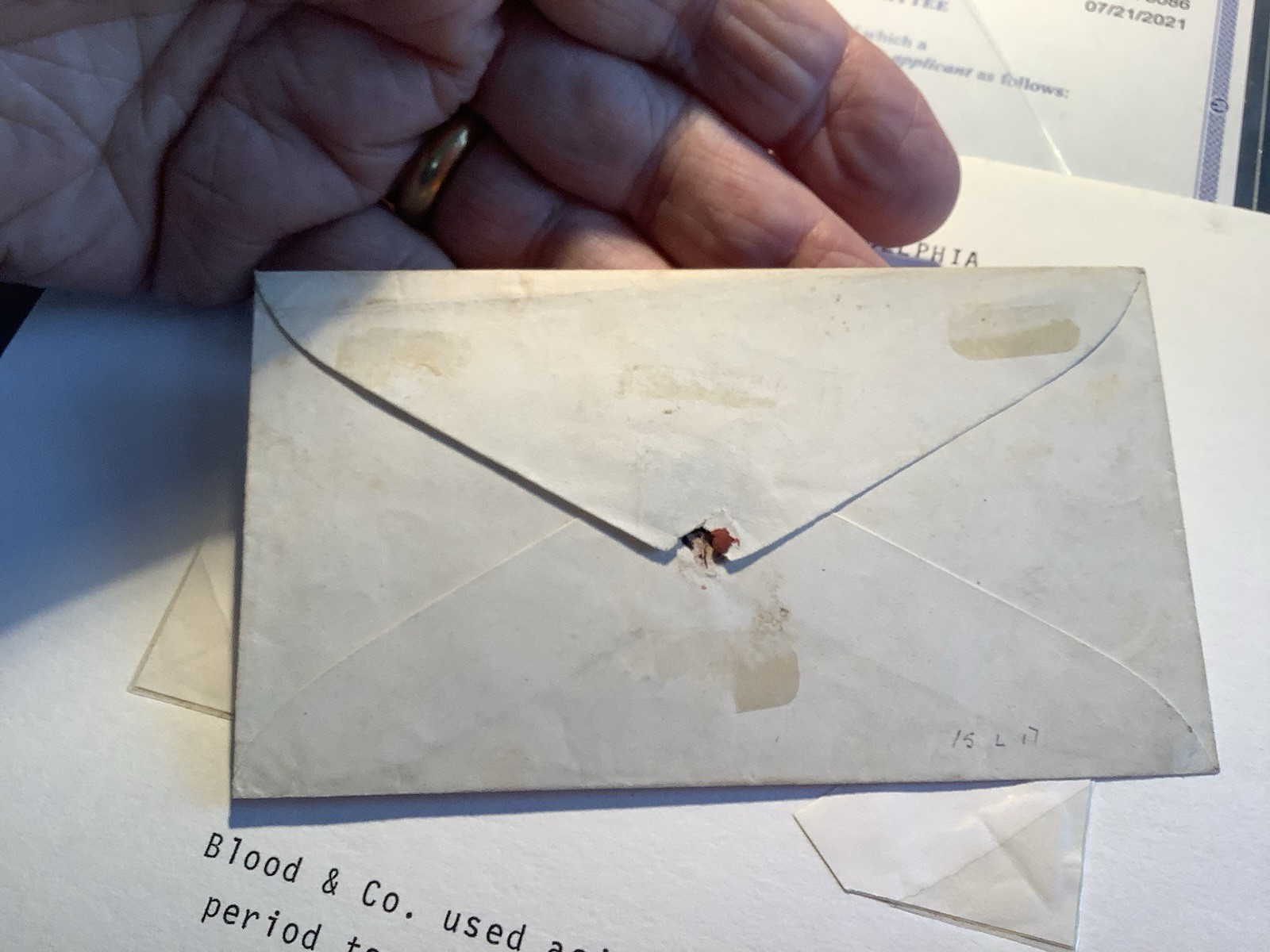 Mid 1800s = Genuine US LOCAL POST Stamp On Cover BLOOD’S 15L17