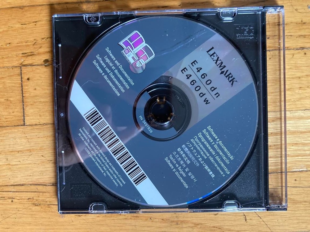 Genuine Lexmark E460dn E460DW  CD ROM Software CD Driver Disk 34S1826
