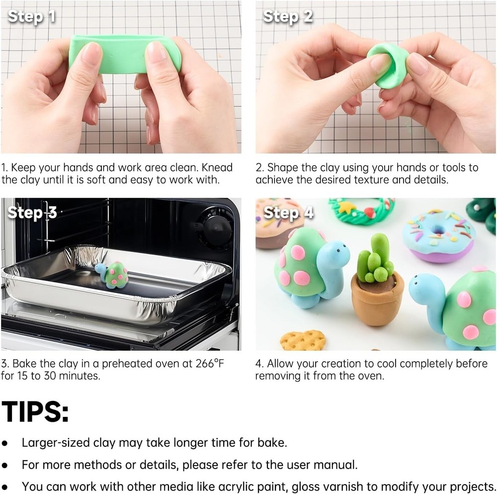 Versatile Polymer Clay Kit: 57 Colors, 19 Tools - Perfect for Creative Minds